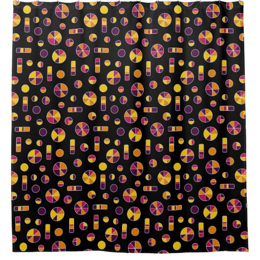 Pie Circles en Bars Pattern 271019v2 - Zwart Douchegordijn (Voorkant)