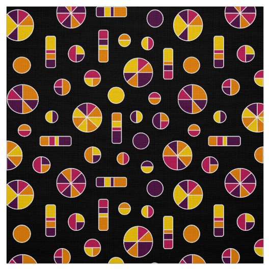 Pie Circles en Bars Pattern 271019v2 - Zwart Stof (Swatch)