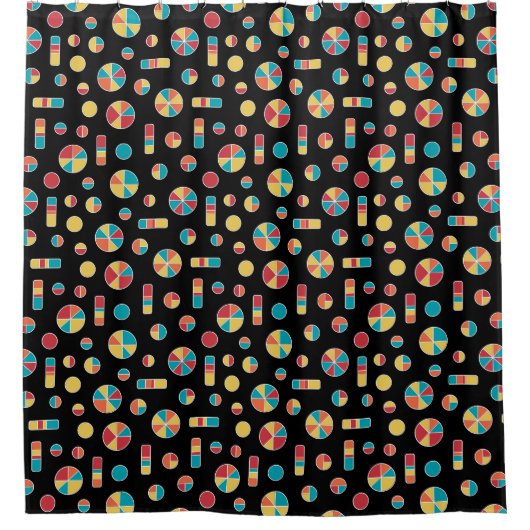 Pie Circles en Bars Pattern 271019v3 - zwart Douchegordijn (Voorkant)
