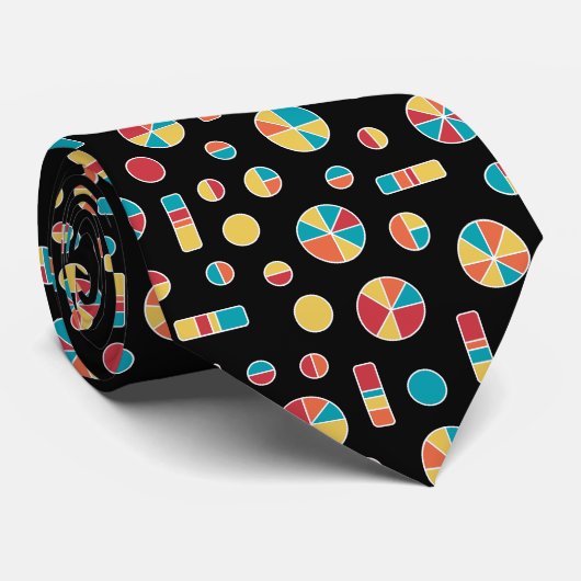 Pie Circles en Bars Pattern 271019v3 - zwart Stropdas (Opgerold)