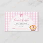 Pie Cutie Roze Gingham Baby shower Luier Raffle Informatiekaartje (Voorkant)