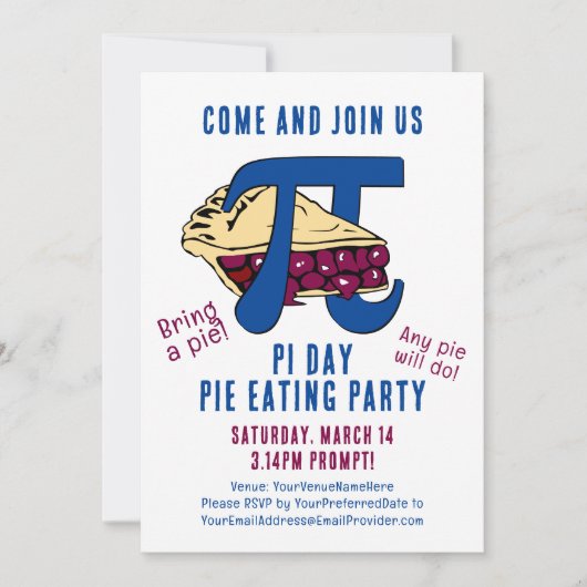 Pie Eating PI DAY Kaart (Voorkant)
