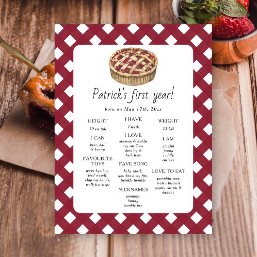 Pie eerste verjaardag mijlpaal verjaardag poster