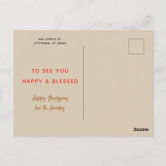 Pie Eyes Thanksgiving Briefkaart (Achterkant)