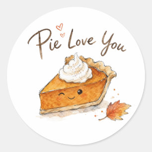 Pie Houdt Van Jou Aquarel Thanksgiving Ronde Sticker