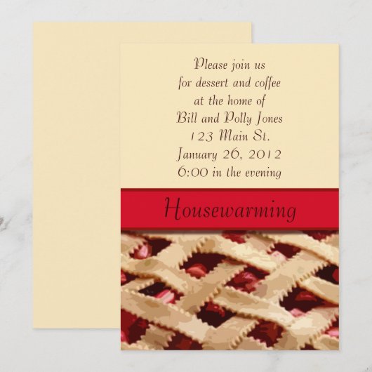 Pie Housewarming Invitation Kaart (Voorkant / Achterkant)