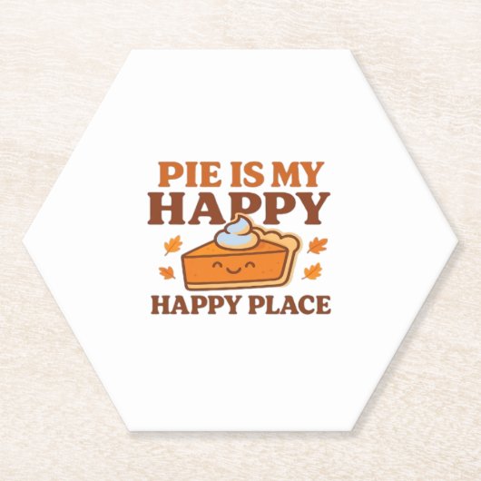 Pie is My Happy Place - Schattigee pompoentaart Th Kartonnen Onderzetters (Voorkant)