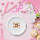 Pie is My Happy Place - Schattigee pompoentaart Th Papieren Bordje (Feest)