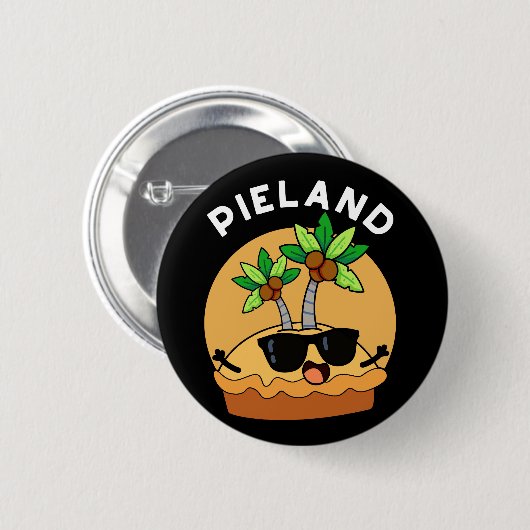 Pie-land Funny Island Pun Dark BG Ronde Button 5,7 Cm (Voorkant /achterkant)