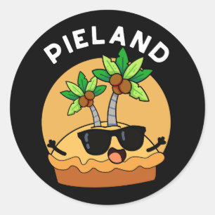 Pie-land Grappig Eiland Pun Donkere BG Ronde Sticker