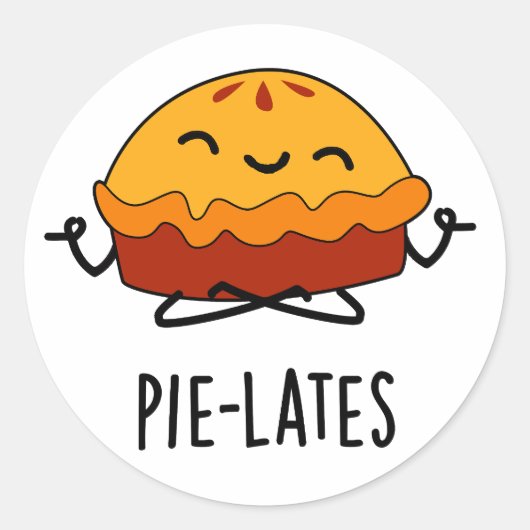 Pie-lates Funny Food Pie Pun Ronde Sticker (Voorkant)