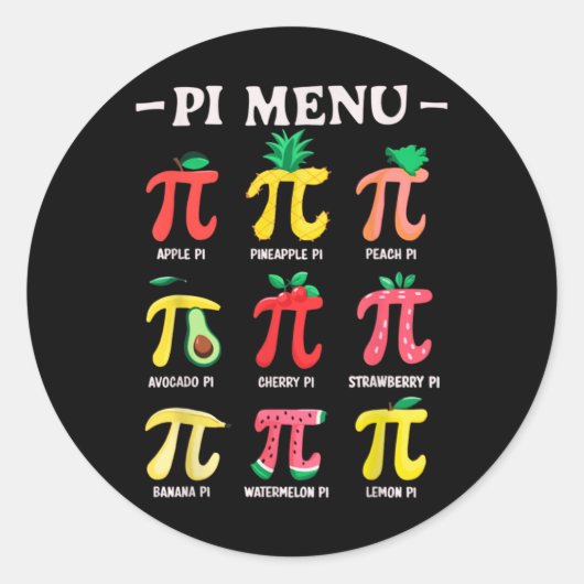 Pie Menu Grappig Pi Dag Pi 3.14 Wiskunde Docent Pi Ronde Sticker (Voorkant)
