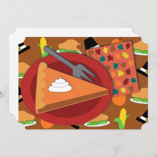 Pie op Thanksgiving Flat Holiday Kaart (Voorkant / Achterkant)