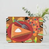 Pie op Thanksgiving Flat Holiday Kaart (Staand voorkant)