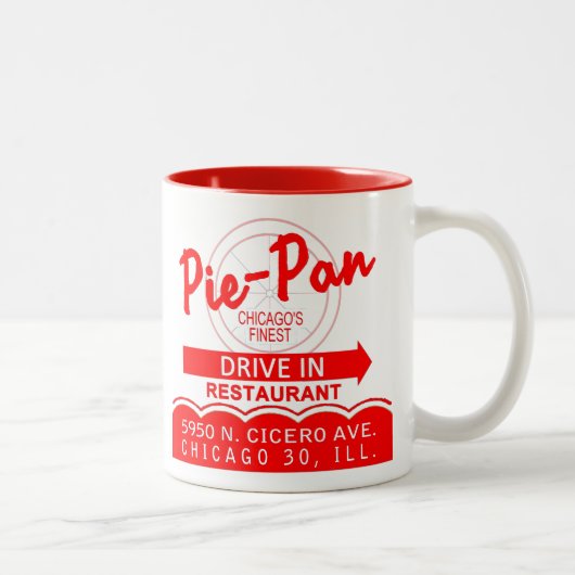 Pie-Pan Drive-In Restaurant, Chicago, Illinois Tweekleurige Koffiemok (Rechts)