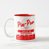 Pie-Pan Drive-In Restaurant, Chicago, Illinois Tweekleurige Koffiemok (Links)