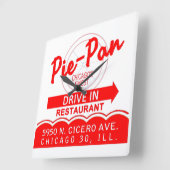 Pie-Pan Drive-In Restaurant, Chicago, Illinois Vierkante Klok (Hoek)