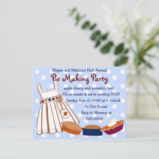 Pie Party Kaart (Staand voorkant)