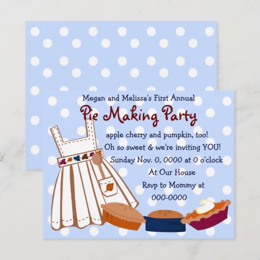 Pie Party Kaart (Voorkant / Achterkant)