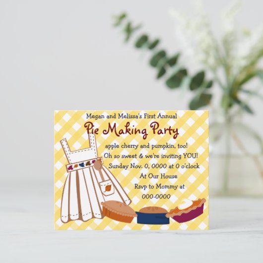 Pie Party Kaart (Staand voorkant)