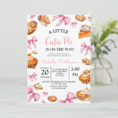 Pie Pink Bow Baby shower Kaart (Staand voorkant)
