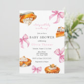 Pie Pink Bow Baby shower Kaart (Staand voorkant)