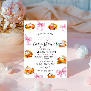 Pie Pink Bow Baby shower Kaart