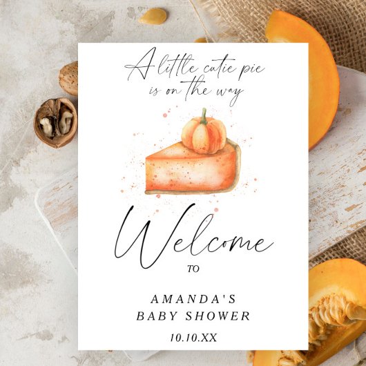 Pie pompoen herfst welkom baby shower feest poster