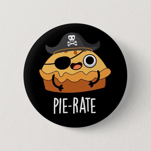 Pie-rate Funny Pirate Pie Dark BG Ronde Button 5,7 Cm (Voorkant)