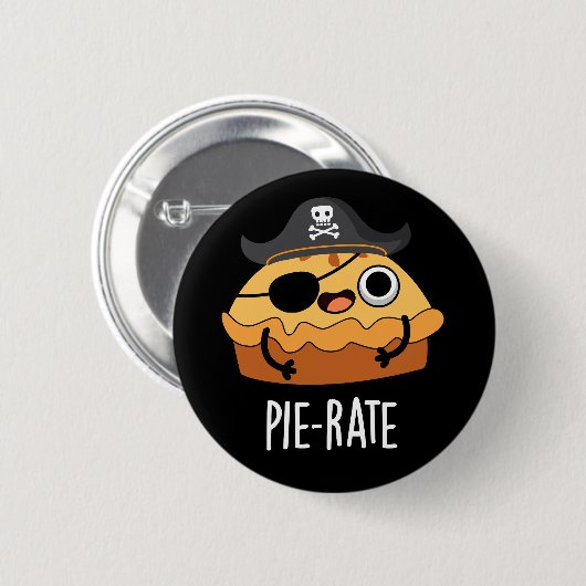 Pie-rate Funny Pirate Pie Dark BG Ronde Button 5,7 Cm (Voorkant /achterkant)