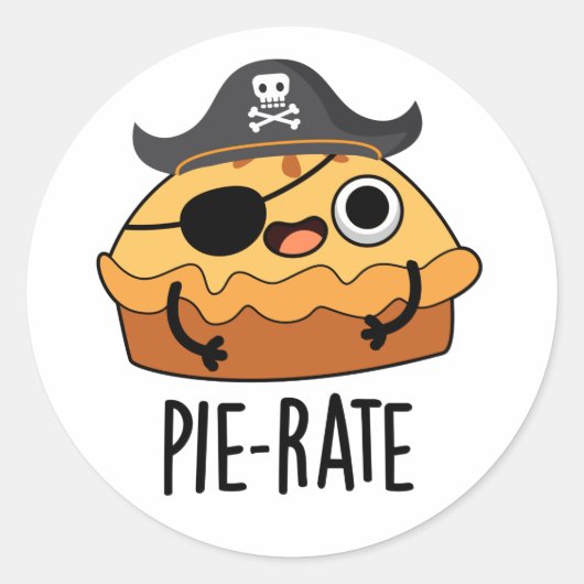 Pie-rate Funny Pirate Pie Pun Ronde Sticker (Voorkant)