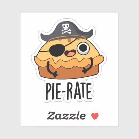Pie-rate Funny Pirate Pie Pun Sticker (Vel)