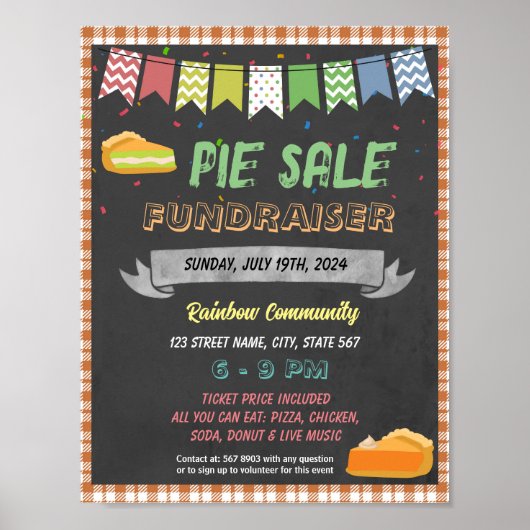 Pie sale fundraiser event sjabloon poster (Voorkant)
