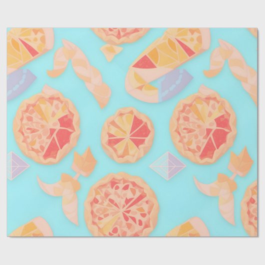 Pie slice Pastel Kleurrijk Gepersonaliseerd Patroo Cadeaupapier (Vlak)