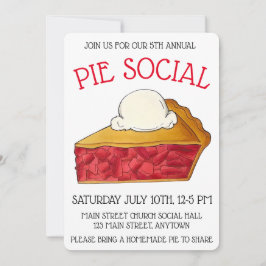 Pie Social Party Dessert Bake Sale Strawberry Kaart