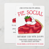 Pie Social Party Dessert Bake Sale Strawberry Kaart (Voorkant / Achterkant)