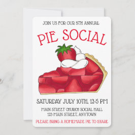 Pie Social Party Dessert Bake Sale Strawberry Kaart