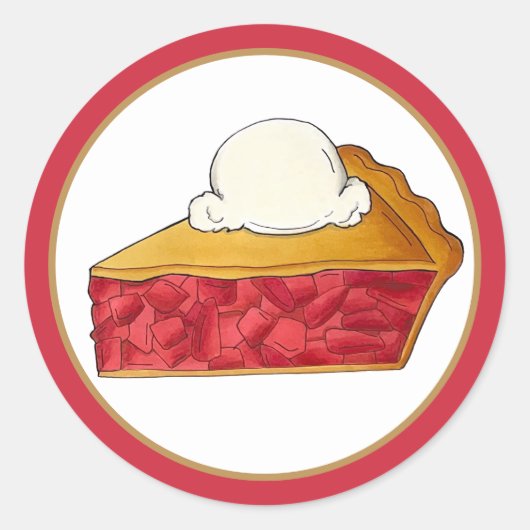Pie Social Party Dessert Bake Sale Strawberry Ronde Sticker (Voorkant)