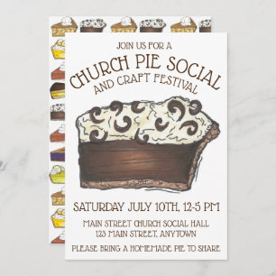 Pie Social Pi Day Dessert Bake Sale Slice Kaart