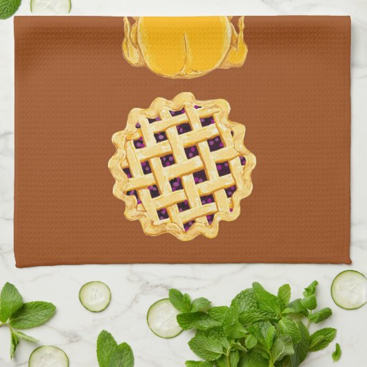 Pie Turkey Pie vertical dk pumpkin keukenhanddoek (Gevouwen)