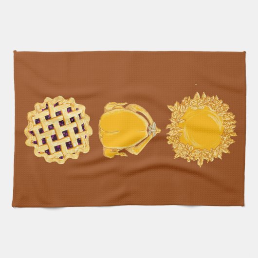 Pie Turkey Pie vertical dk pumpkin keukenhanddoek (Horizontaal)