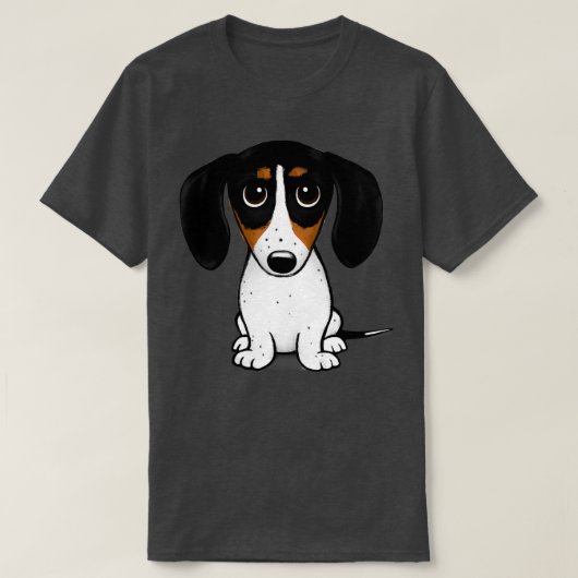 Piebald Dachshund Cute Black Tan and White Wiener T-shirt (Design voorkant)