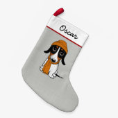 Piebald Dachshund Cute Dog Persoonlijk Kleine Kerstsok (Voorkant (Hangend))