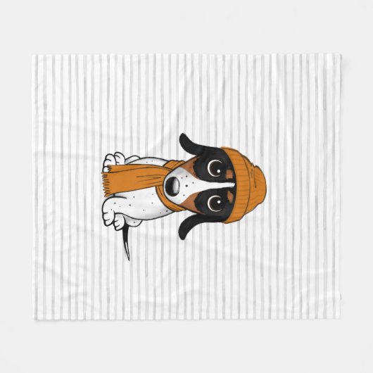 Piebald Dachshund Cute Hipster Dog Fleece Deken (Voorkant (Horizontaal))