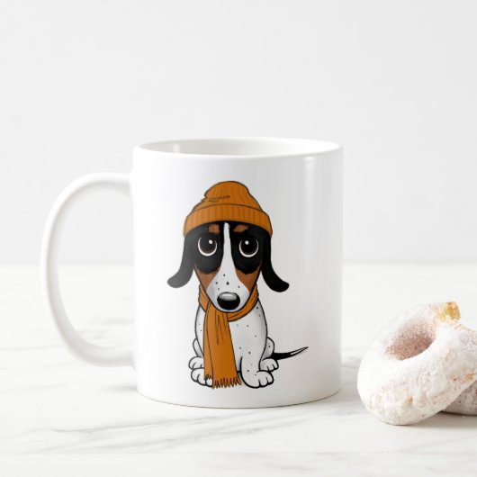 Piebald Dachshund | Cute Hipster Dog Koffiemok (Met donut)