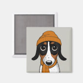 Piebald Dachshund | Cute Hipster Dog Magneet (Voorkant / Achterkant)