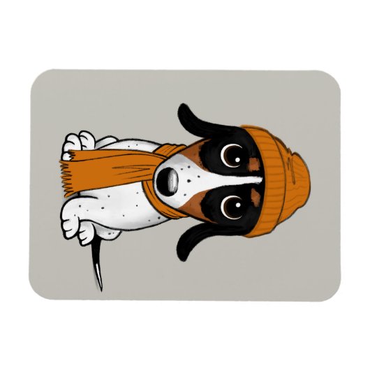 Piebald Dachshund Cute Hipster Dog Magneet (Horizontaal)