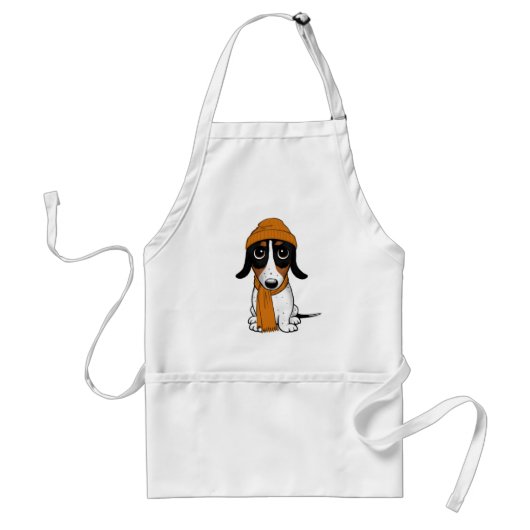 Piebald Dachshund Cute Hipster Dog Standaard Schort (Voorkant)