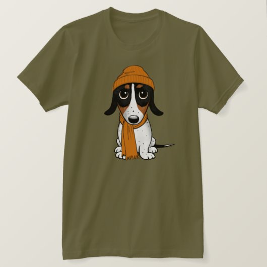 Piebald Dachshund Cute Hipster Dog T-Shirt (Design voorkant)