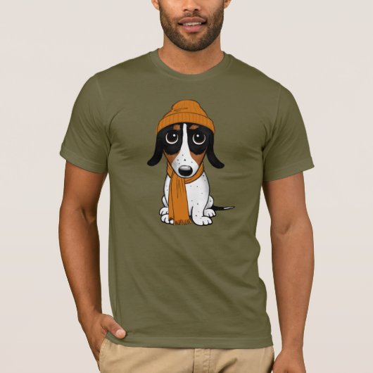 Piebald Dachshund Cute Hipster Dog T-Shirt (Voorkant)